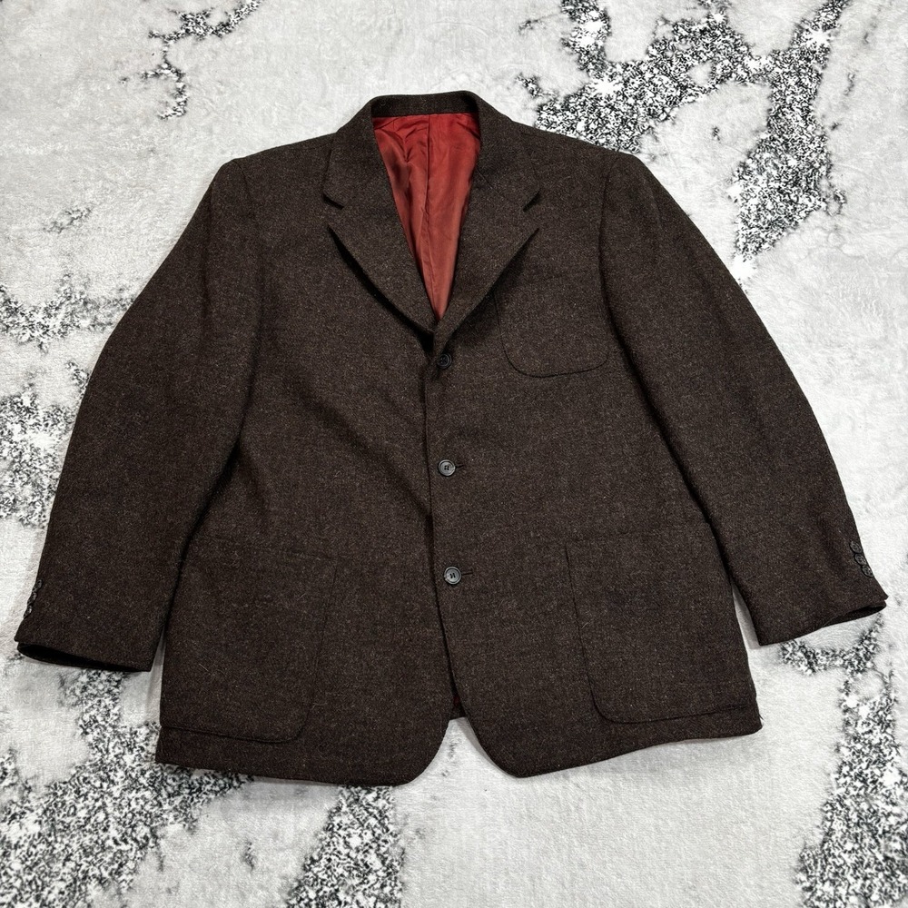 J.Crew Men's Size Large Brown Wool Blazer Sport Coat 3 Button Patch Pockets